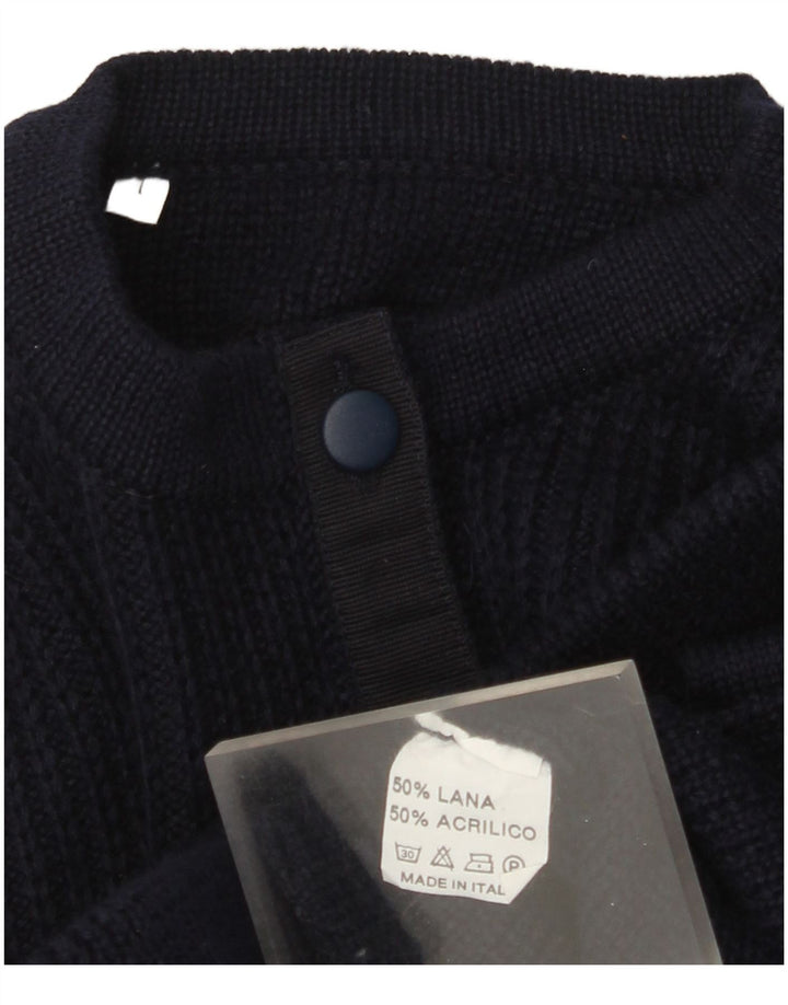 Vintage Mens Cardigan Sweater Large Navy Blue Wool