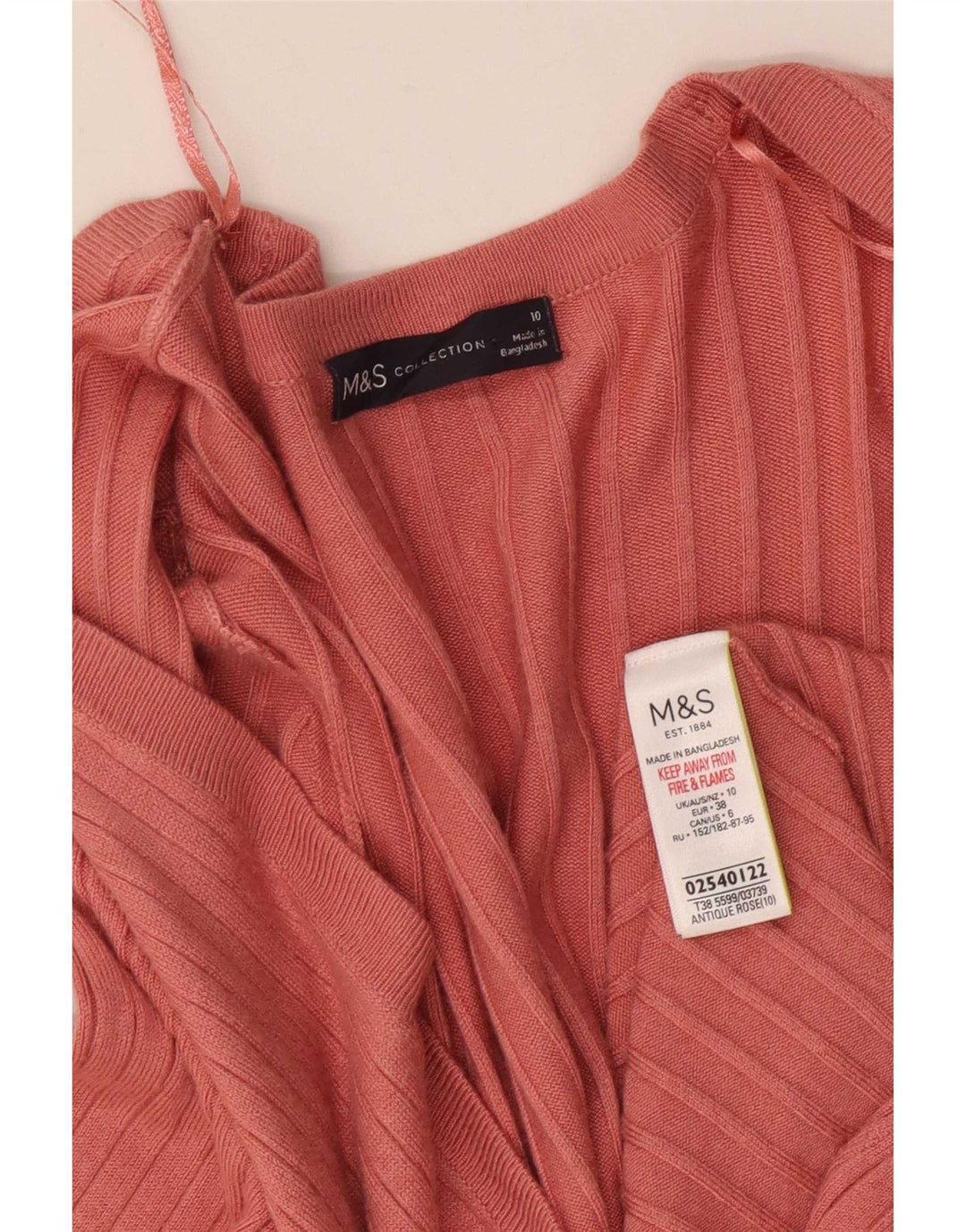 Marks & Spencer Womens Longline Open Cardigan Sweater UK 10 Small Pink