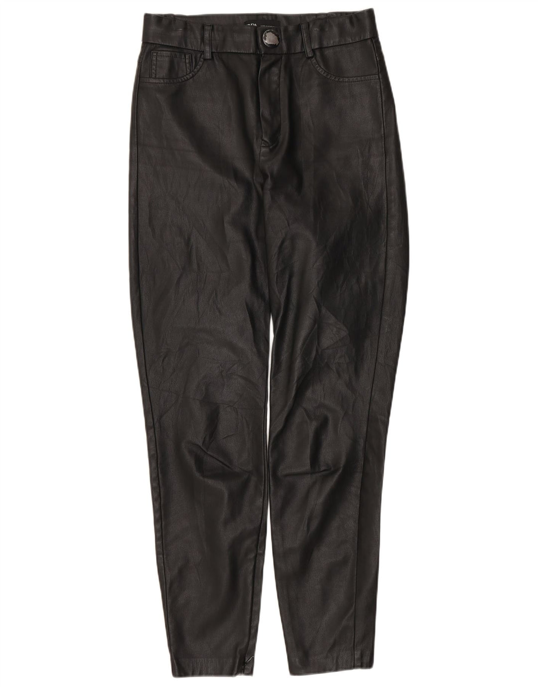 Zara Womens Slim Faux Leather Trousers Small W26 L27 Black