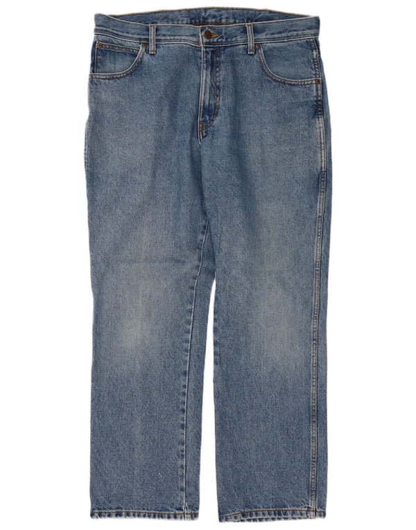Wrangler Mens Regular Fit Straight Jeans W36 L30 Blue Cotton