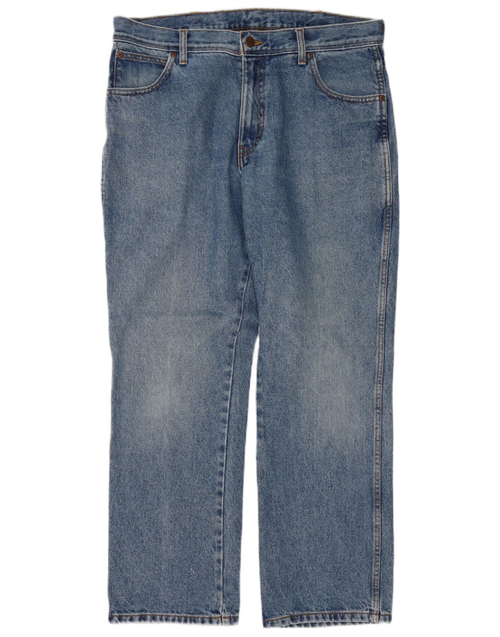 Wrangler Mens Regular Fit Straight Jeans W36 L30 Blue Cotton