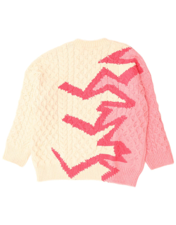 Zara Womens Crew Neck Jumper Sweater UK 14 Medium Off White Polyester