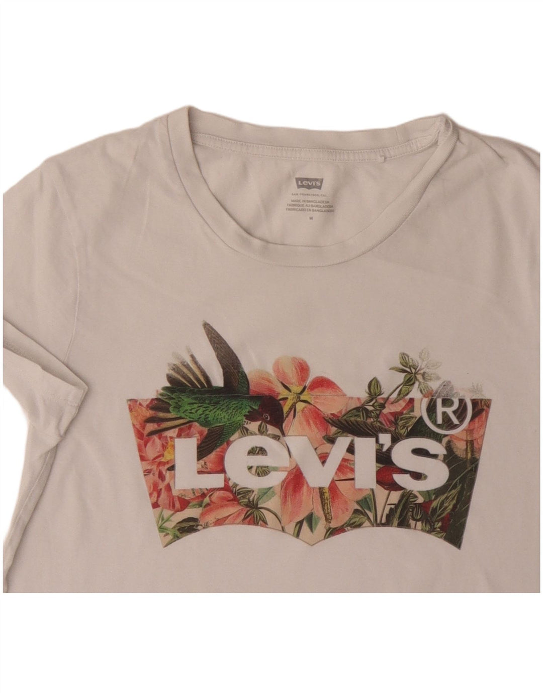 Levi's Womens Graphic T-Shirt Top UK 12 Medium White Cotton