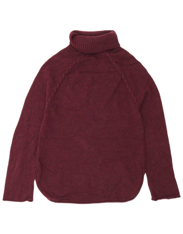 Jigsaw Womens Roll Neck Jumper Sweater UK 6 XS Burgundy Wool