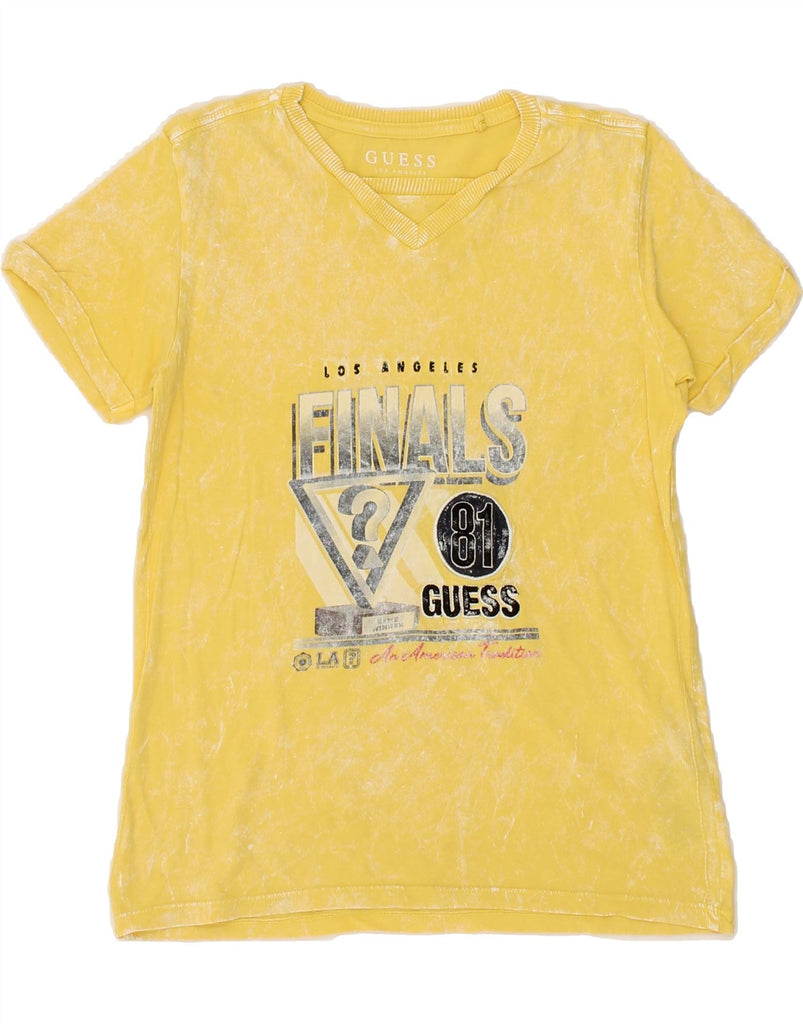 GUESS Girls Graphic T-Shirt Top 9-10 Years Yellow Cotton Vintage Guess and Second-Hand Guess from Messina Hembry 