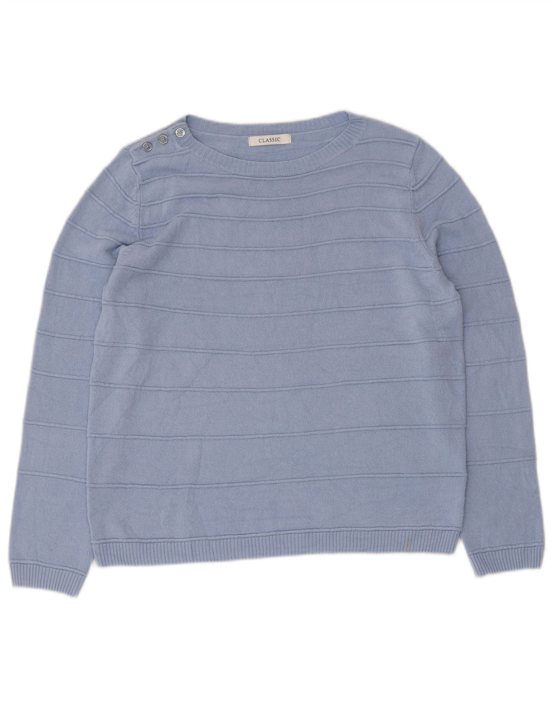 Marks & Spencer Womens Classic Boat Neck Jumper Sweater UK 12 Medium Blue