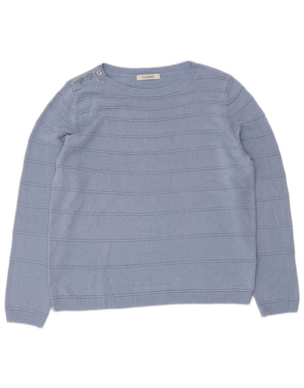 Marks & Spencer Womens Classic Boat Neck Jumper Sweater UK 12 Medium Blue