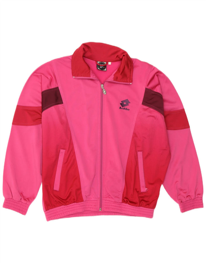 Lotto Womens Oversized Tracksuit Top Jacket UK 10 Small Pink Colourblock