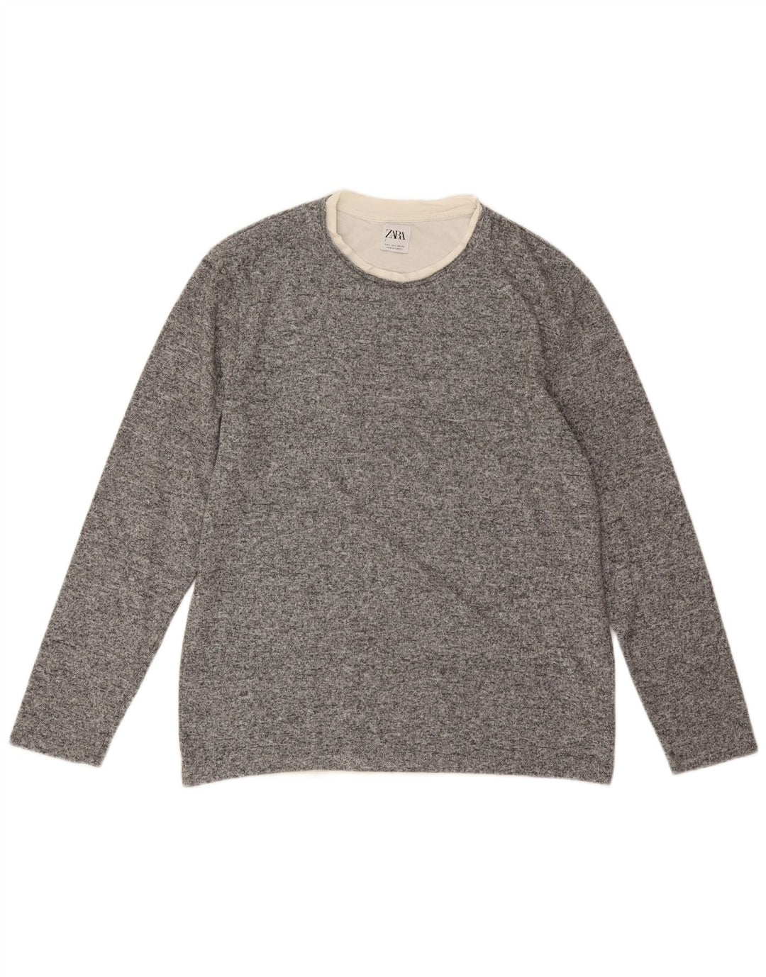Zara Womens Crew Neck Jumper Sweater UK 16 Large Grey Polyester