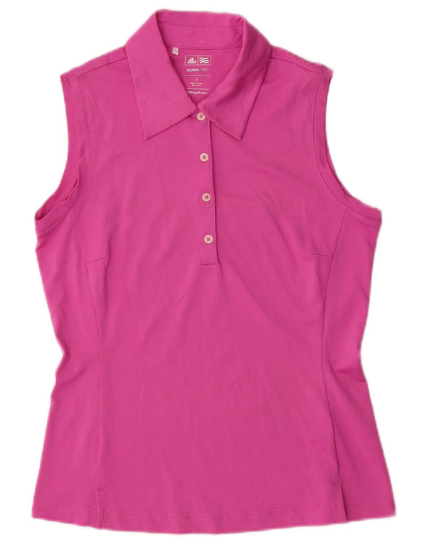 Adidas Womens Climalite Sleeveless Polo Shirt UK 10 Small Pink