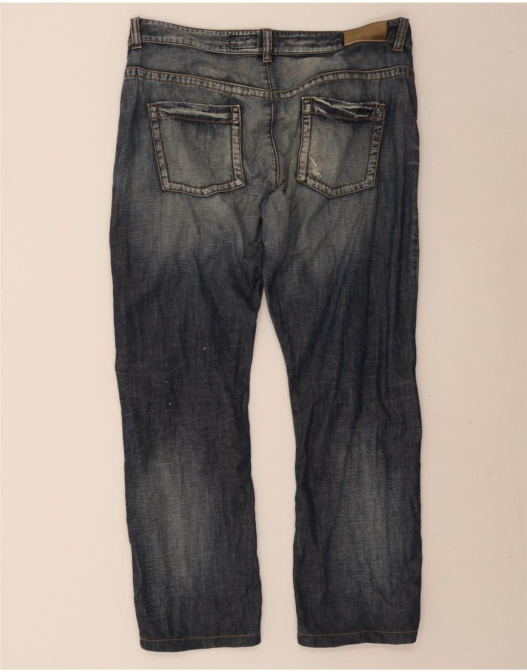 Calvin Klein Mens Straight Jeans W38 L28 Navy Blue Cotton