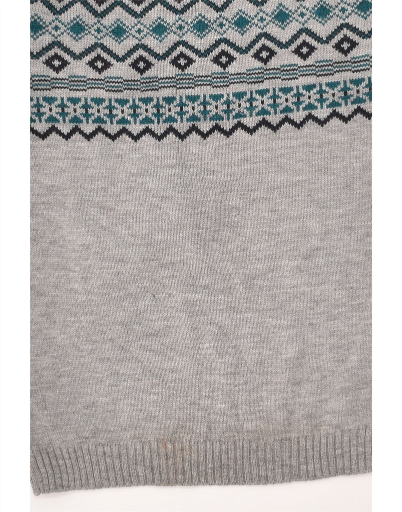 PULL & BEAR Mens Crew Neck Jumper Sweater Small Grey Fair Isle Acrylic | Vintage Pull & Bear | Thrift | Second-Hand Pull & Bear | Used Clothing | Messina Hembry 