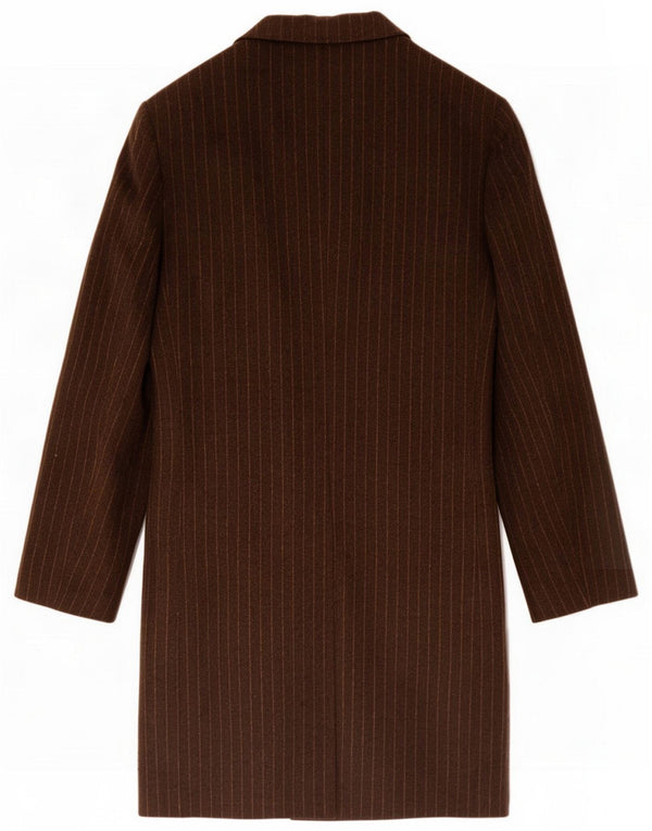Sirmoney Mens Longline 3 Button Blazer Jacket IT 56 3XL Brown Pinstripe