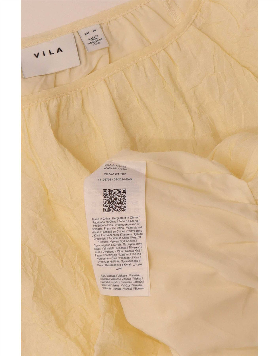 Vila Womens Oversized Blouse Top EU 38 Medium Yellow Viscose