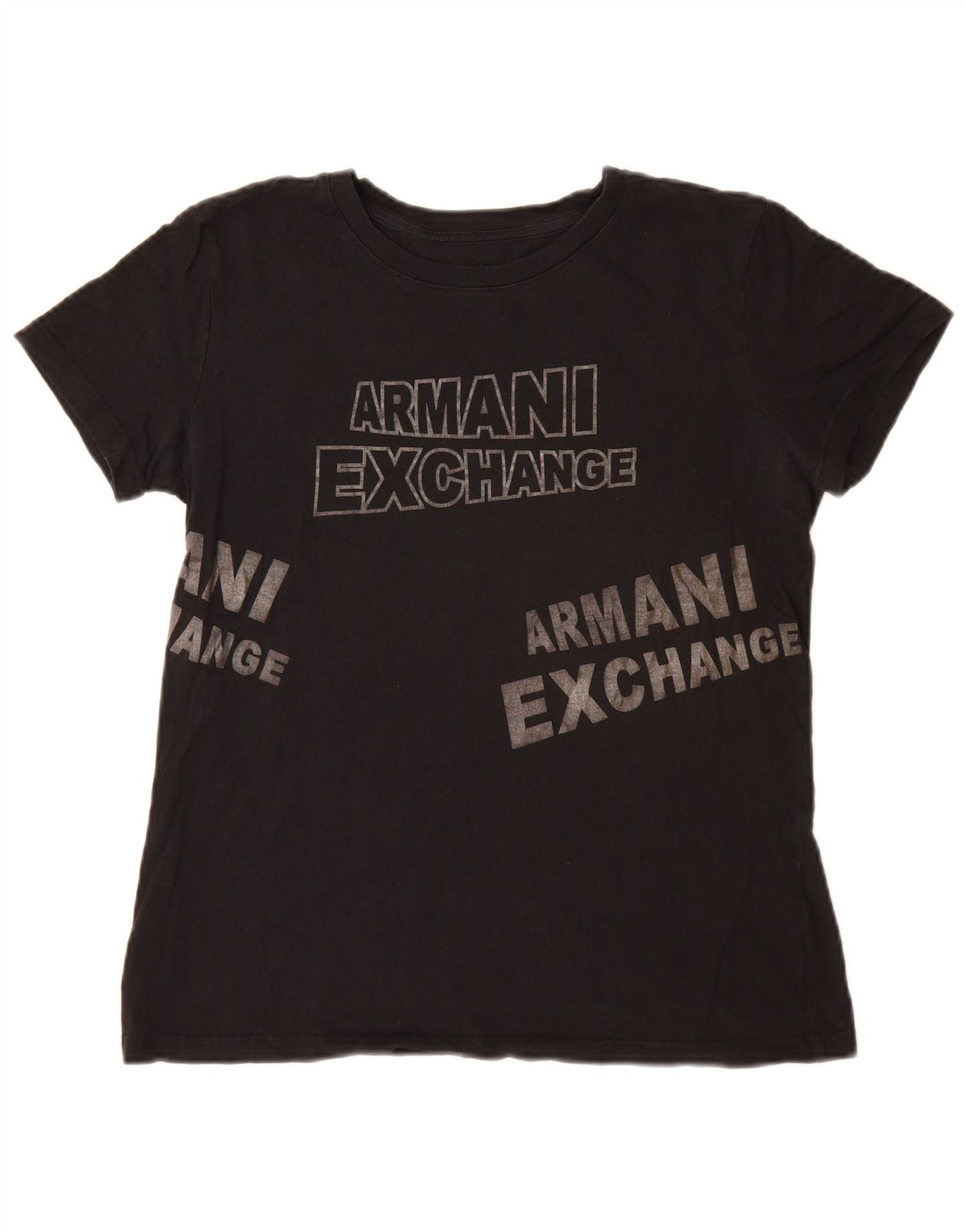 Armani Exchange Womens Graphic T-Shirt Top UK 14 Medium Black