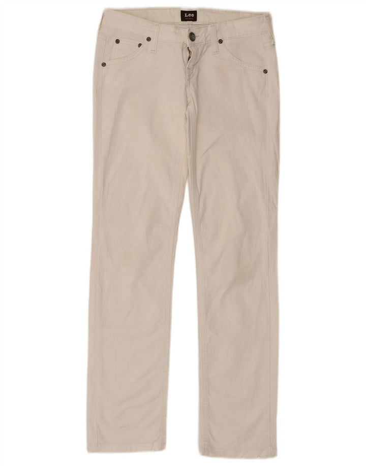 LEE Womens Straight Jeans W26 L33 White Cotton