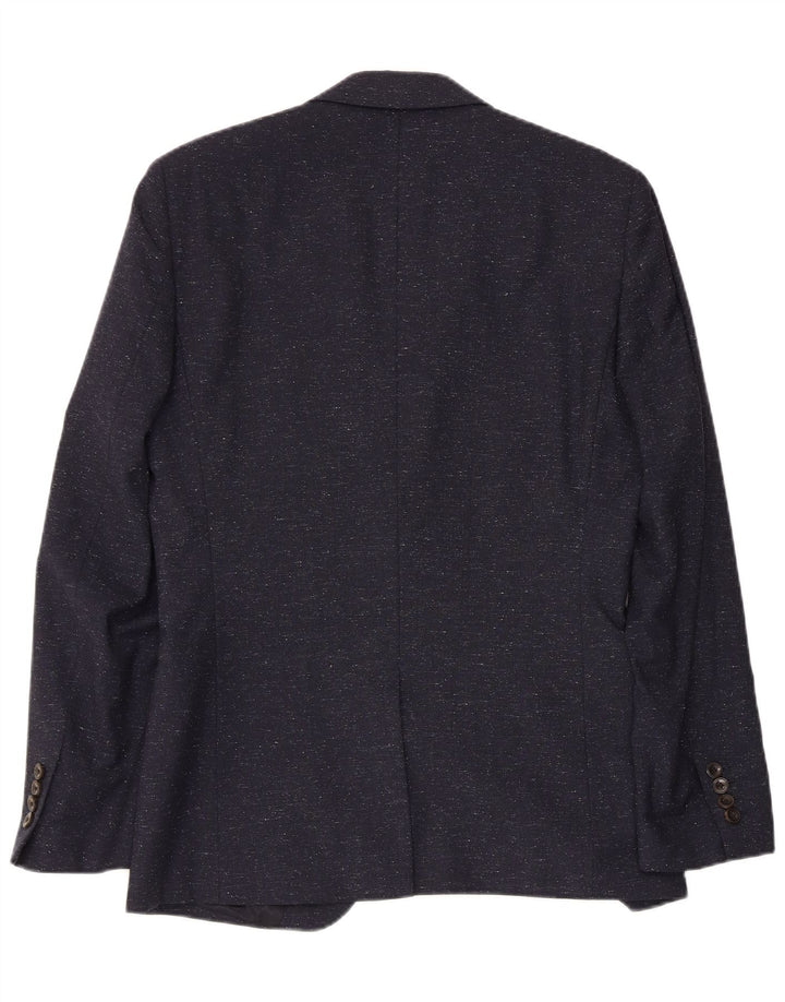 REISS Mens 2 Button Blazer Jacket UK 38 Medium Navy Blue Flecked Wool