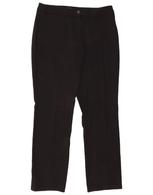 Marks & Spencer Womens Straight Casual Trousers UK 14 Medium W34 L30 Black