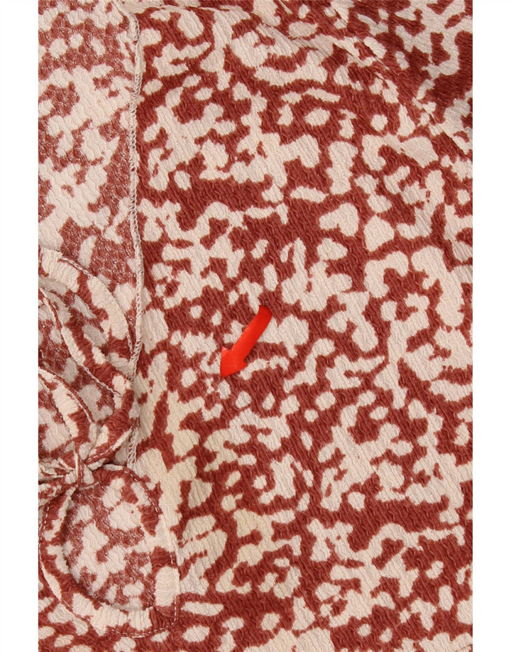 Topshop Womens Abstract Pattern A-Line Dress UK 12 Medium Maroon