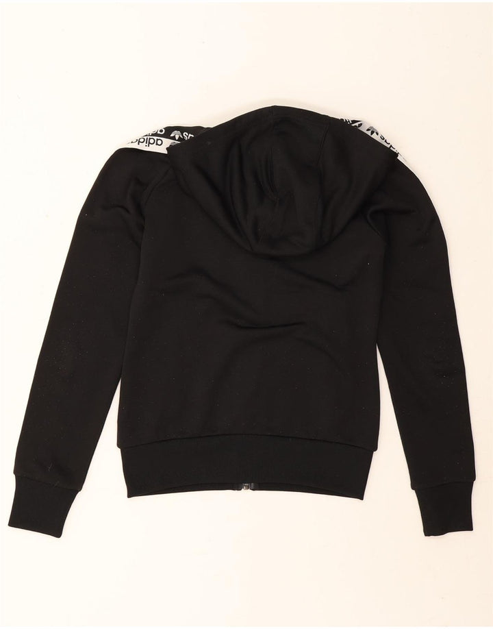 Adidas Womens Graphic Zip Hoodie Sweater UK 8 Small Black Polyester