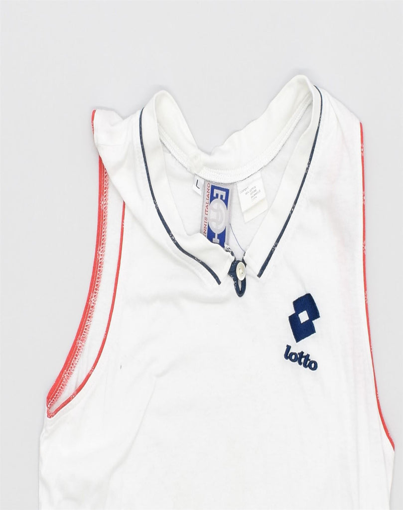 LOTTO Womens Vest Top UK 16 Large White Cotton | Vintage | Thrift | Second-Hand | Used Clothing | Messina Hembry 