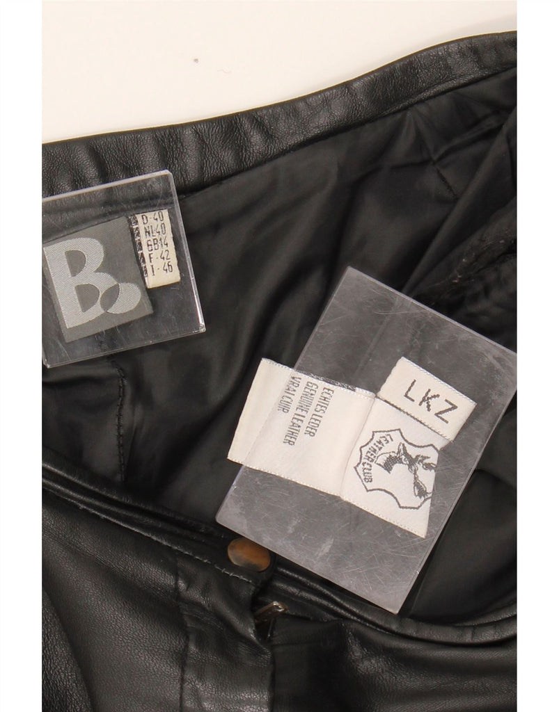 VINTAGE Womens Leather Straight Trousers UK 14 Large W34 L28 Black Leather Vintage Vintage and Second-Hand Vintage from Messina Hembry 