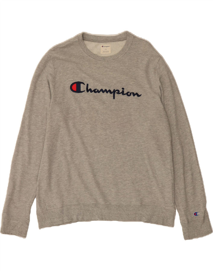 CHAMPION Mens Graphic Sweatshirt Jumper Large Grey Cotton Vintage Champion and Second-Hand Champion from Messina Hembry 