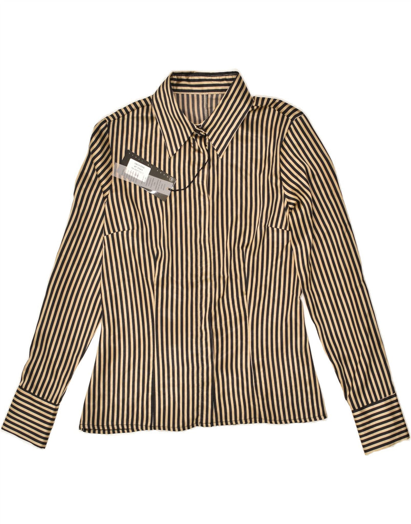 VINTAGE Womens Shirt IT 44 Medium Beige Striped Polyester | Vintage Vintage | Thrift | Second-Hand Vintage | Used Clothing | Messina Hembry 