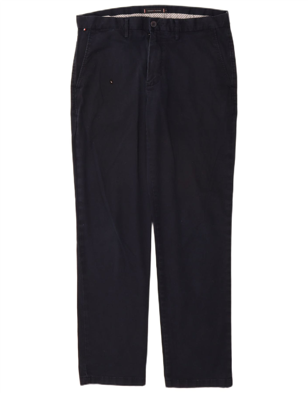 TOMMY HILFIGER Mens Straight Chino Trousers W34 L32 Navy Blue Cotton