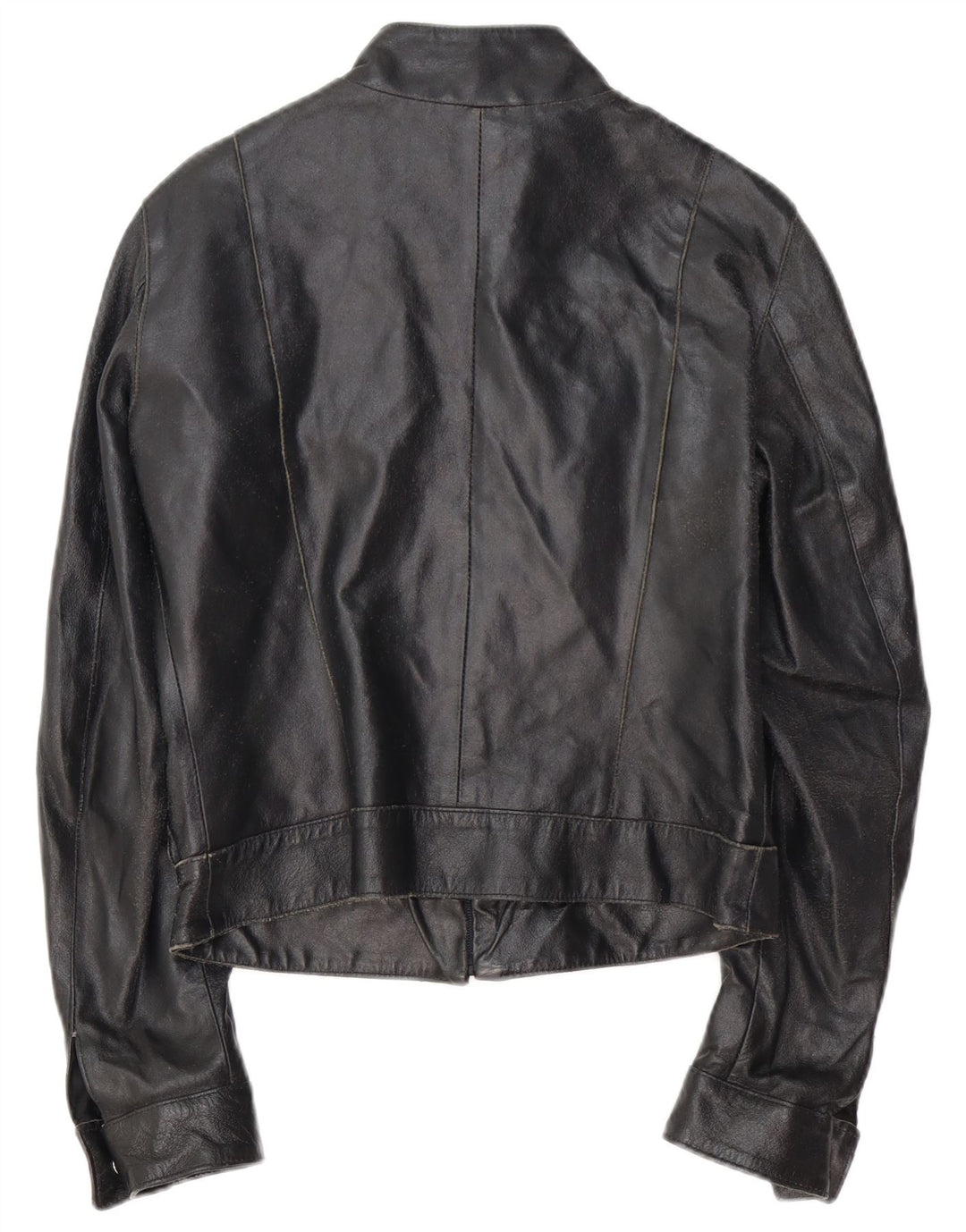 VINTAGE Womens Leather Racer Jacket IT 42 Medium Black Leather