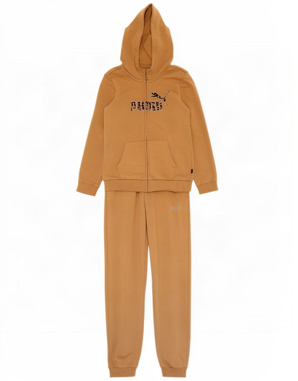 Puma Girls Graphic Full Tracksuit 13-14 Years Beige