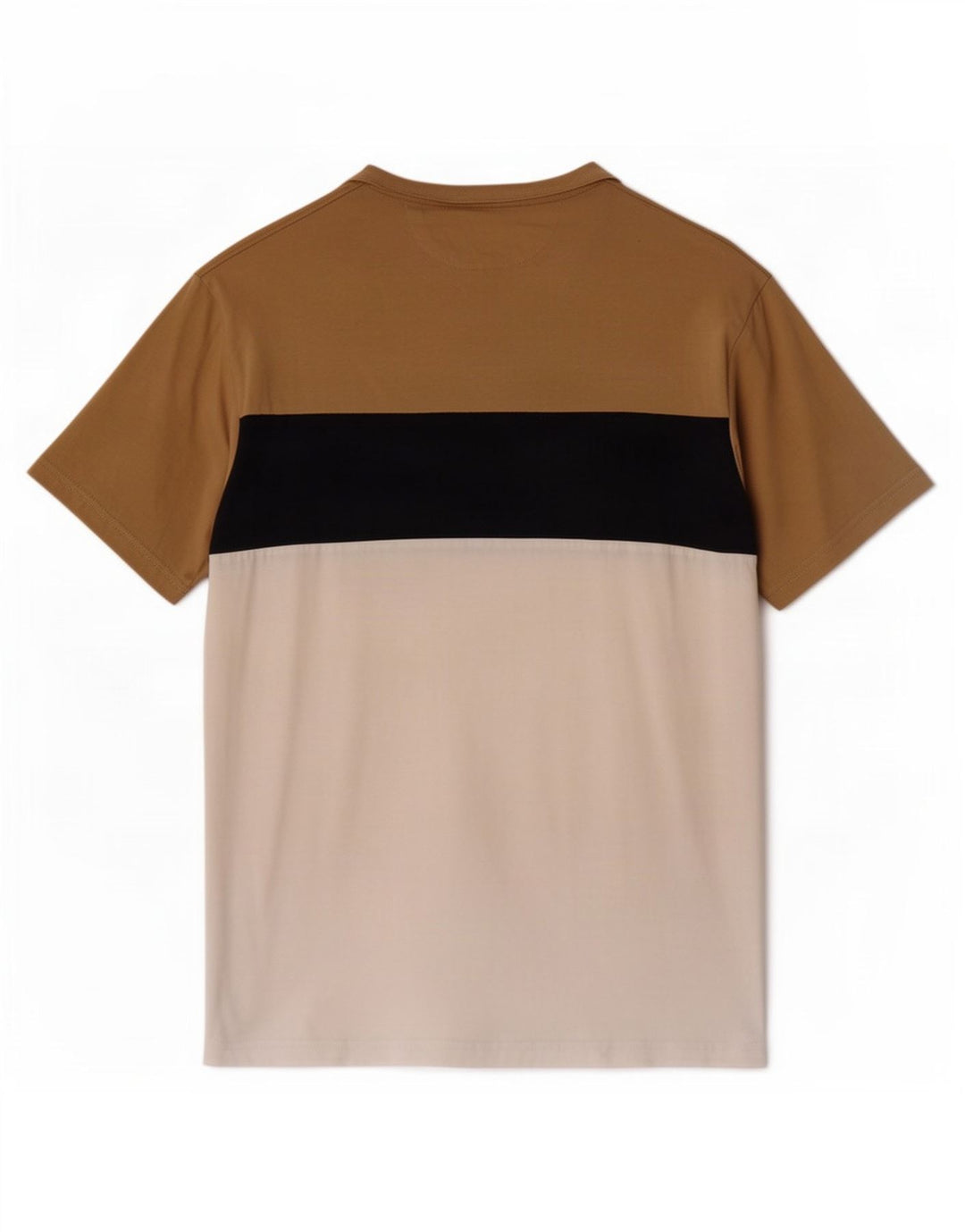 Zara Mens T-Shirt Top Medium Beige Colourblock Cotton