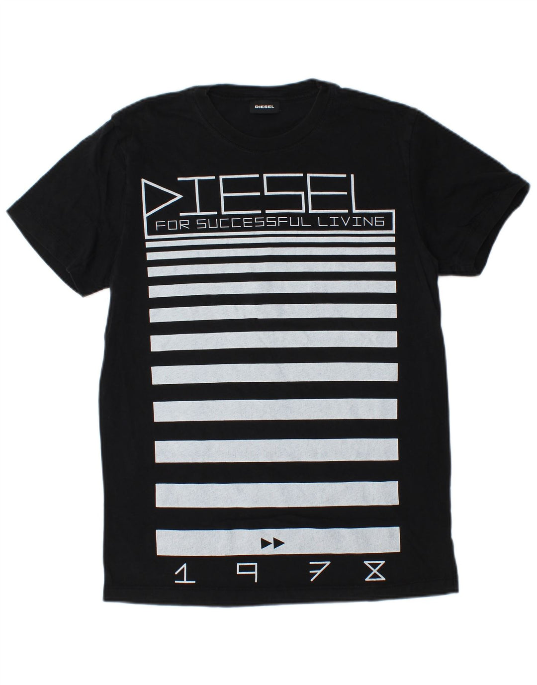 DIESEL Mens Graphic T-Shirt Top Medium Black Cotton