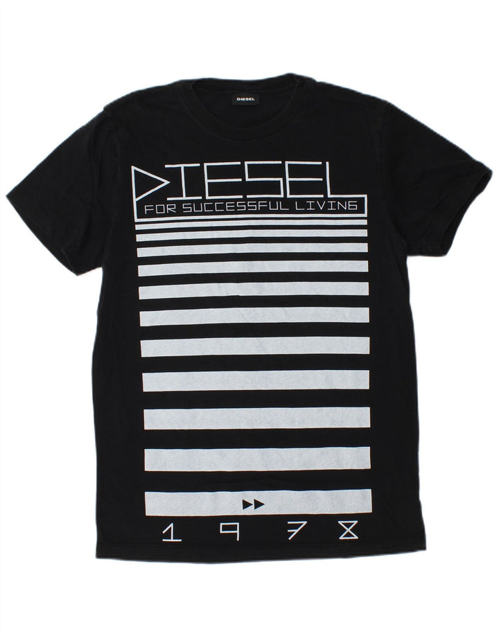 DIESEL Mens Graphic T-Shirt Top Medium Black Cotton