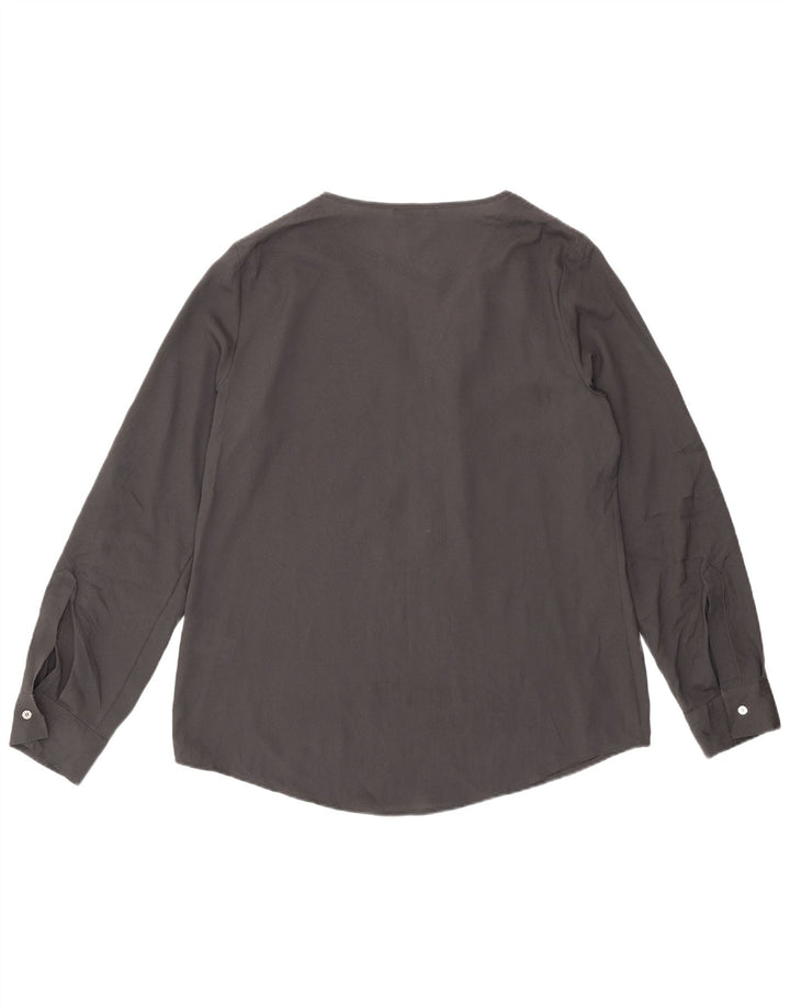 Calvin Klein Womens Long Sleeve Blouse Top UK 14 Medium Grey Polyester