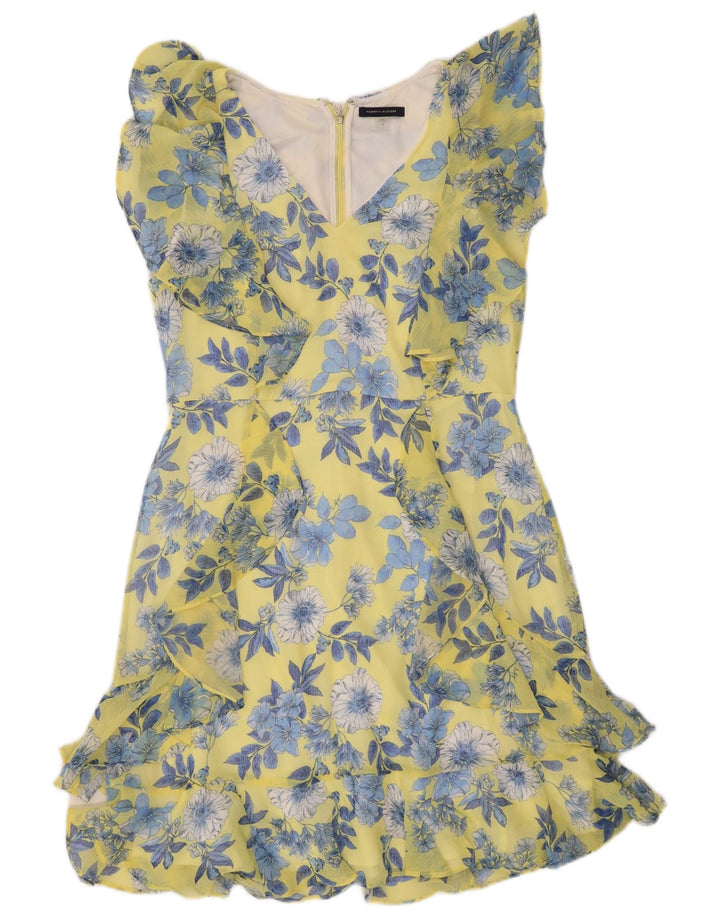 TOMMY HILFIGER Womens A-Line Dress US 8 Medium Yellow Floral Polyester