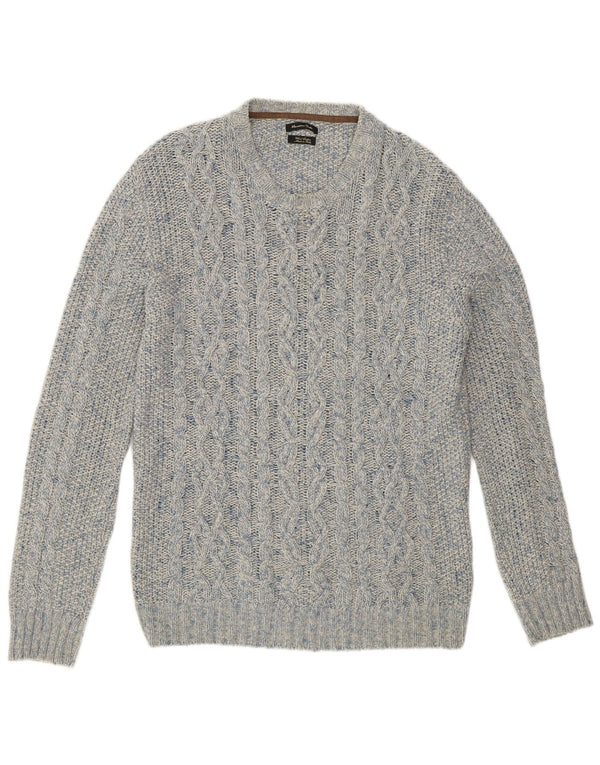 Massimo Dutti Mens Crew Neck Jumper Sweater Large Blue Flecked Wool