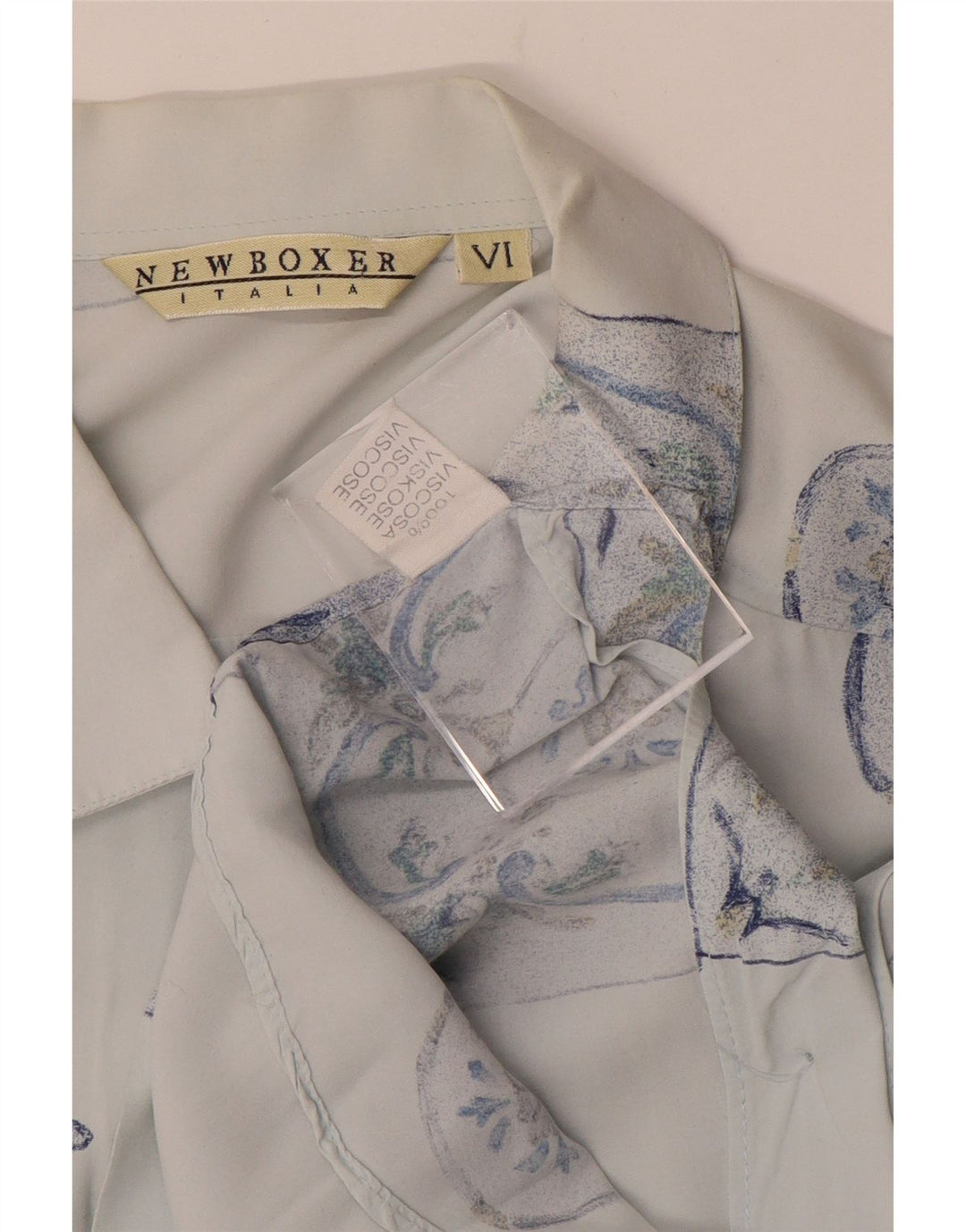 VINTAGE Mens Shirt XL Blue Geometric Viscose