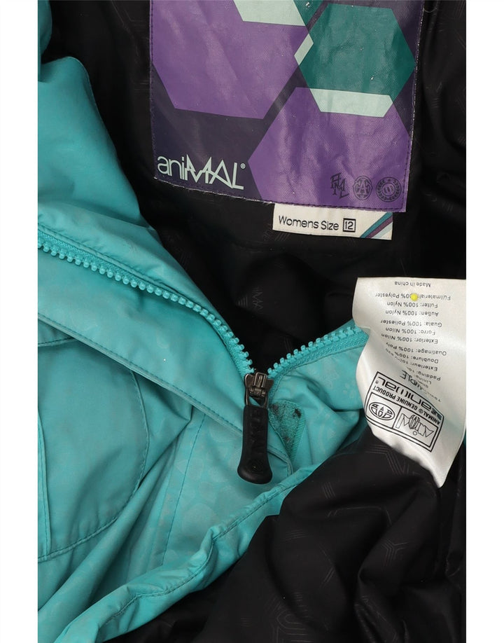 Animal Womens Hooded Windbreaker Jacket UK 12 Medium Turquoise Nylon