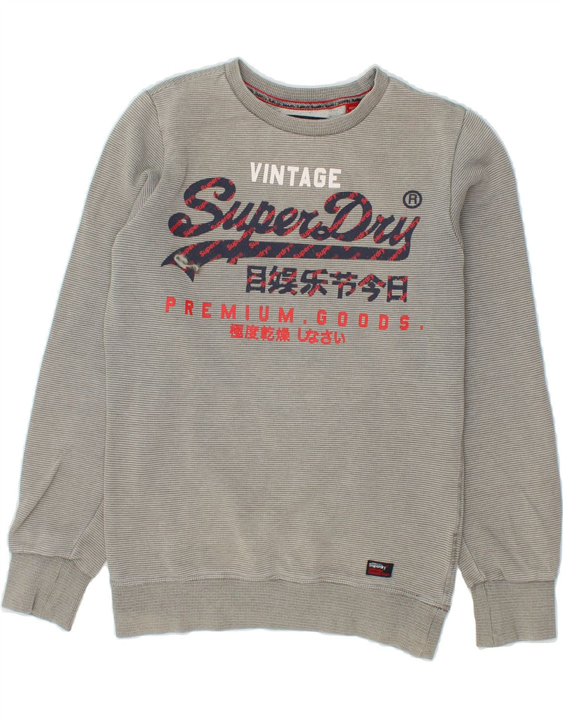 SUPERDRY Mens Graphic Sweatshirt Jumper Small Grey Cotton | Vintage Superdry | Thrift | Second-Hand Superdry | Used Clothing | Messina Hembry 