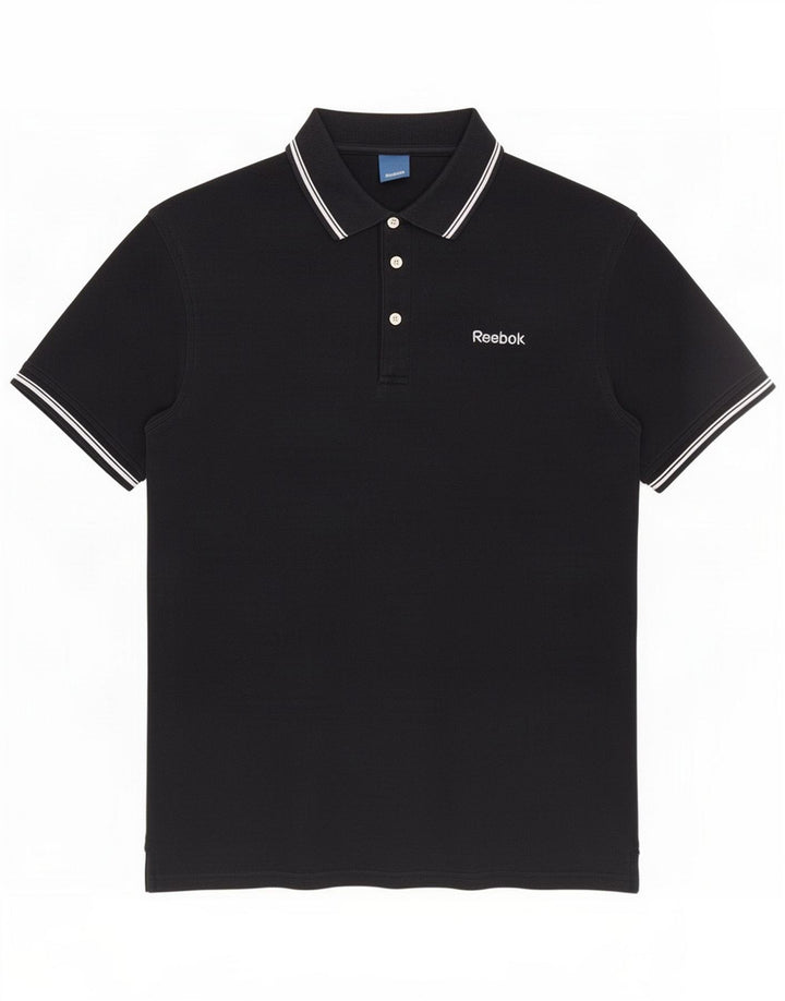 Reebok Mens Polo Shirt Medium Black Cotton