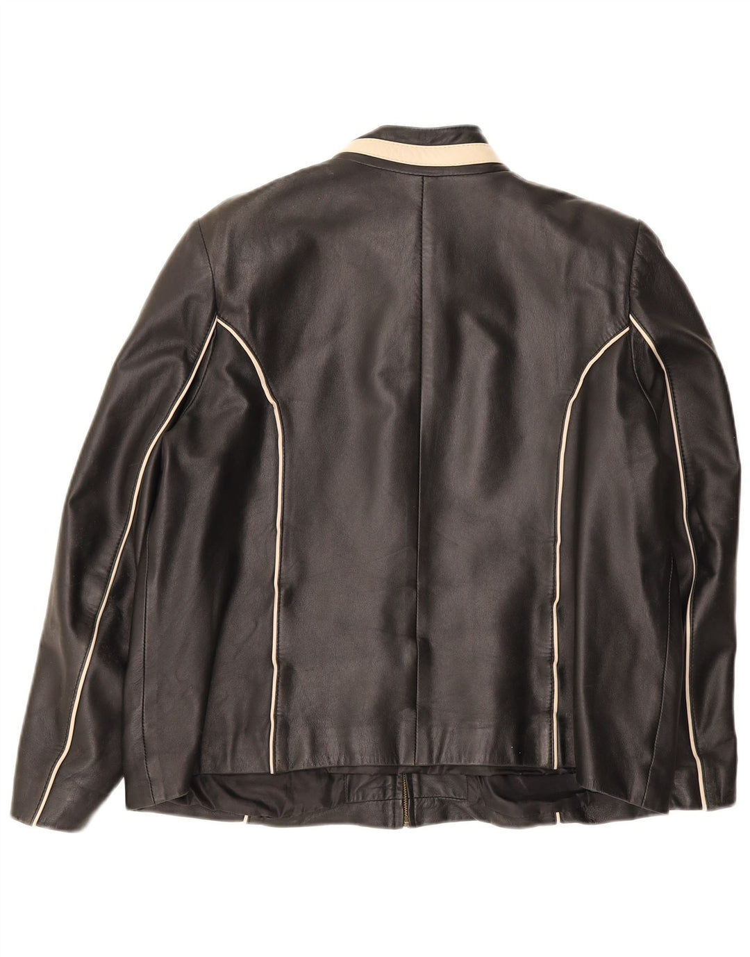 Vintage Mens Leather Jacket IT 46 Small Black Colourblock