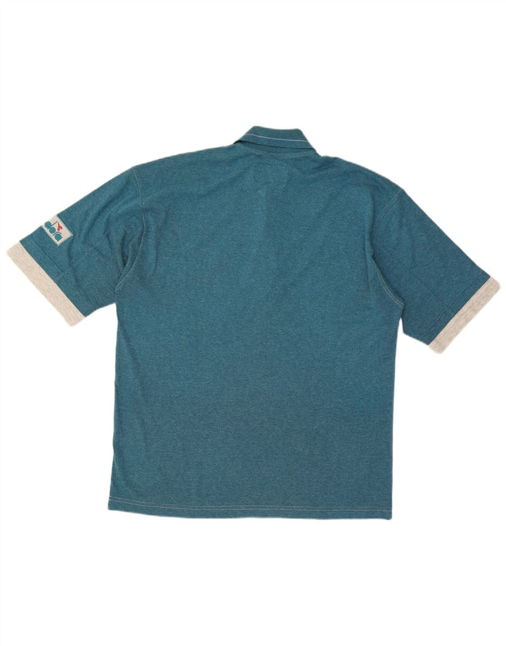 Diadora Mens Polo Shirt Large Grey Colourblock Cotton