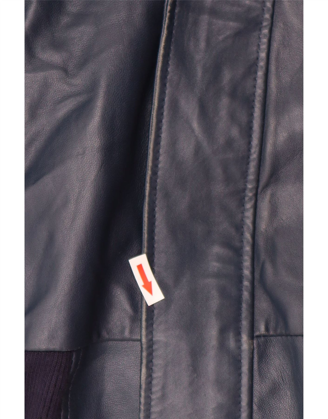 VINTAGE Womens Hooded Leather Jacket UK 14 Large Navy Blue Leather