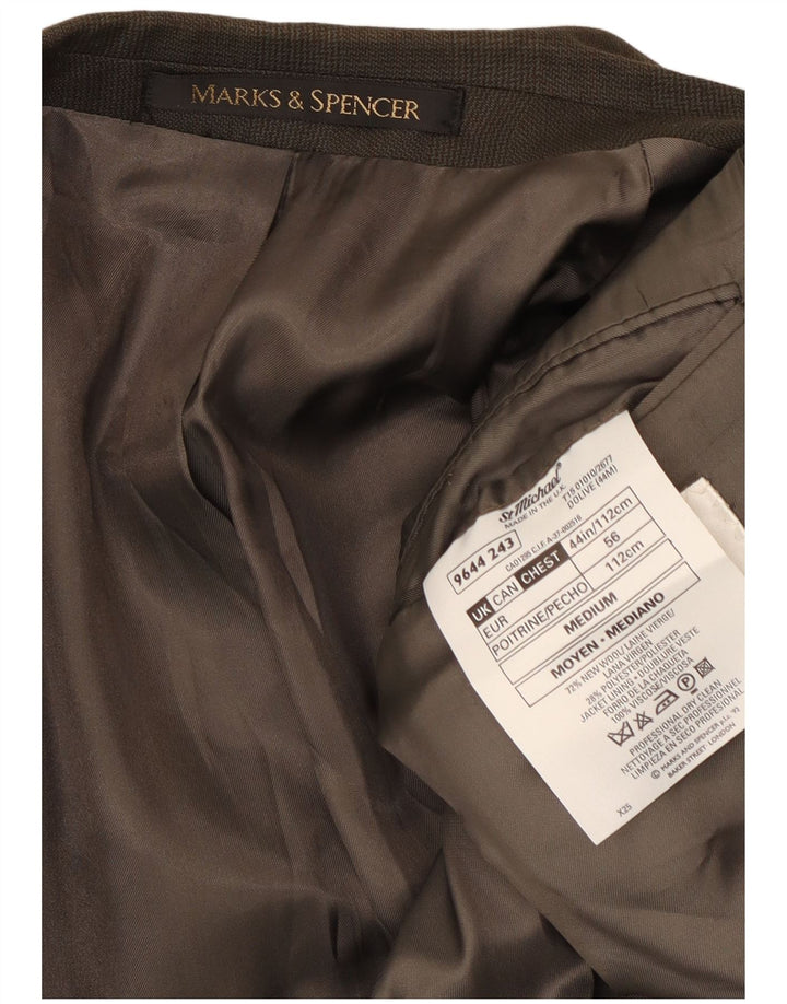 Marks & Spencer Mens Double Breasted Blazer Jacket UK 44 XL Green Check