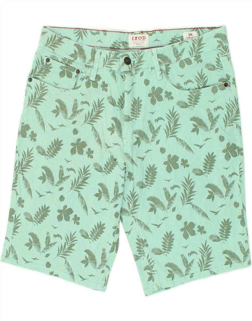 IZOD Mens Regular Fit Casual Shorts W34 Large  Turquoise Floral Cotton | Vintage Izod | Thrift | Second-Hand Izod | Used Clothing | Messina Hembry 