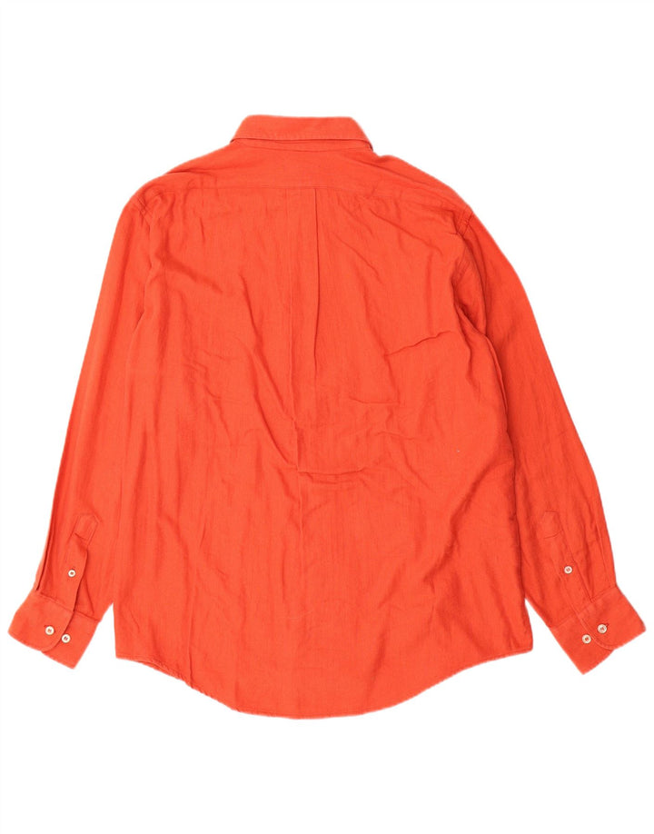 Sergio Tacchini Mens Shirt Size 42 16 1/2 Large Orange Herringbone Cotton