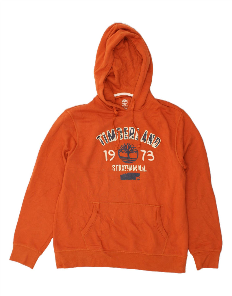 TIMBERLAND Mens Graphic Hoodie Jumper Large Orange Cotton | Vintage Timberland | Thrift | Second-Hand Timberland | Used Clothing | Messina Hembry 