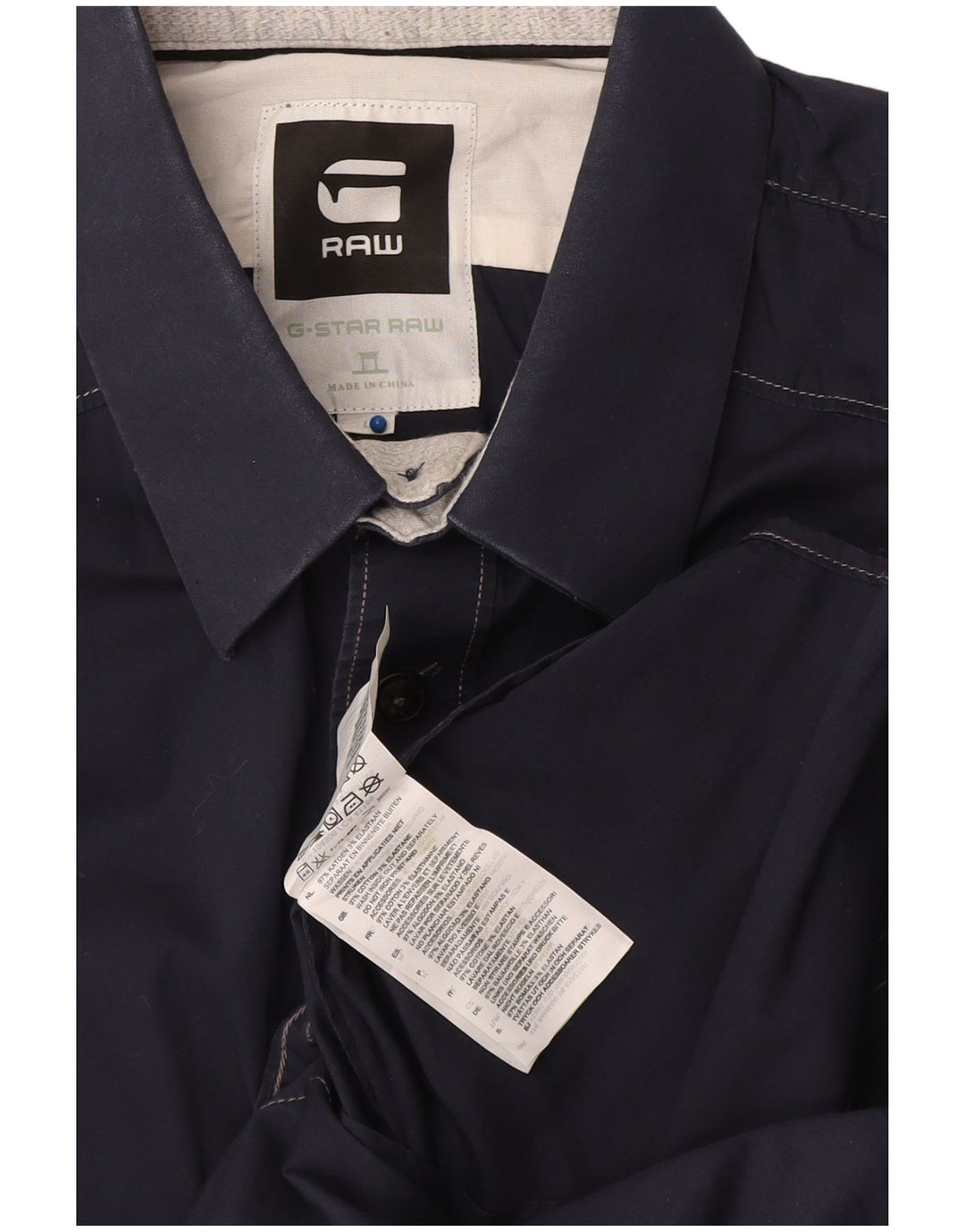 G-Star Mens Short Sleeve Shirt Large Navy Blue Cotton