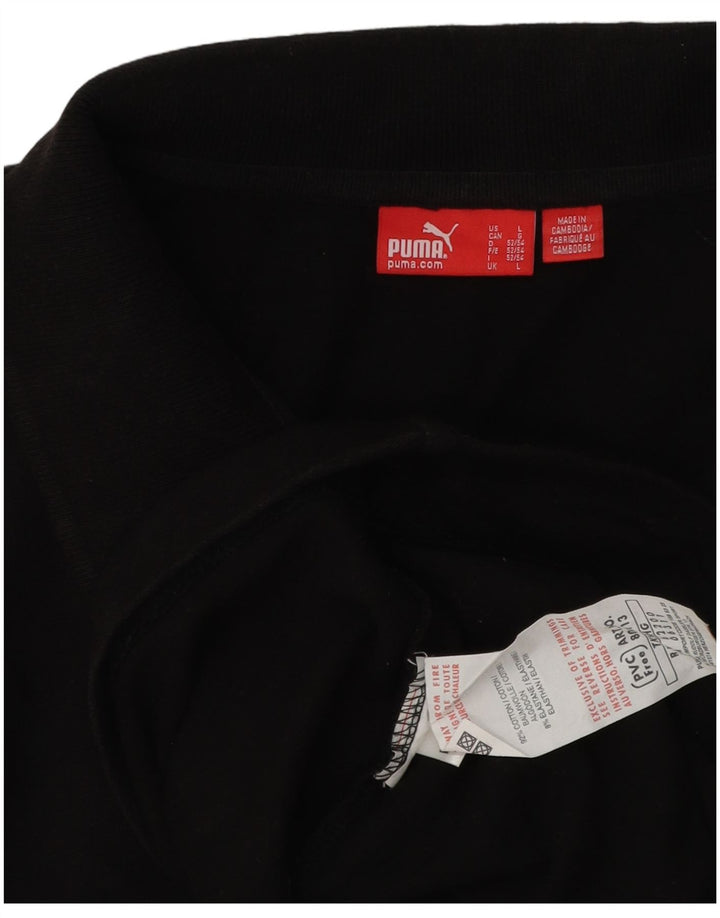Puma Mens Long Sleeve Polo Shirt Large Black Cotton